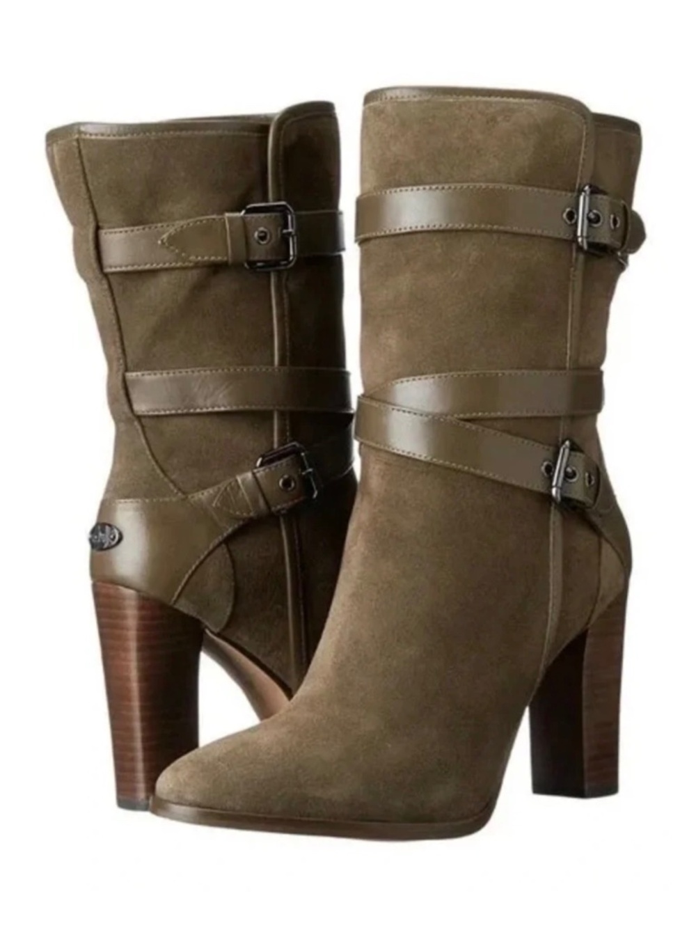 Coach Alexandra Olive Green Heeled Boots size 7.5